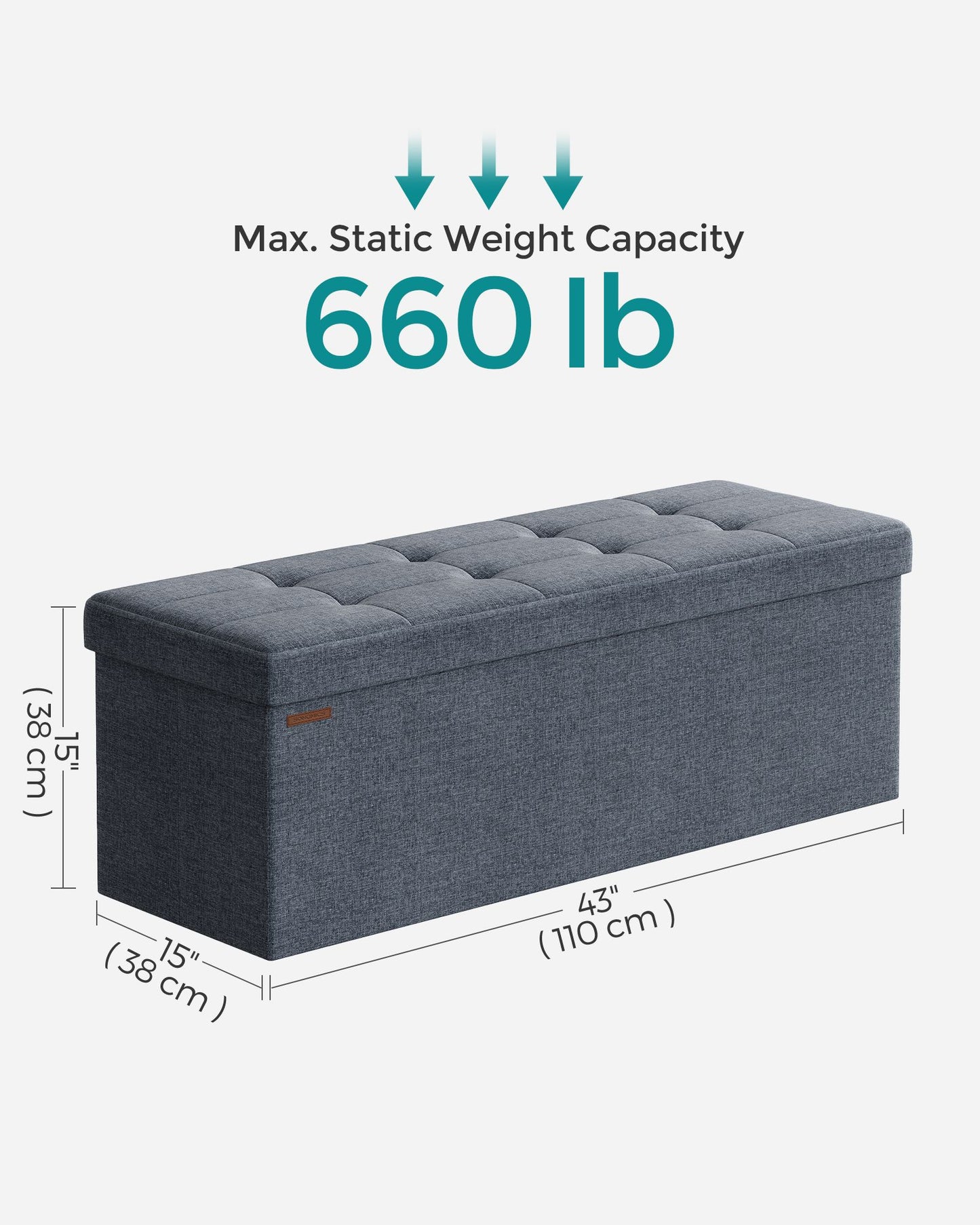 MAZIE Collection 43'' Folding Storage Ottoman Bench