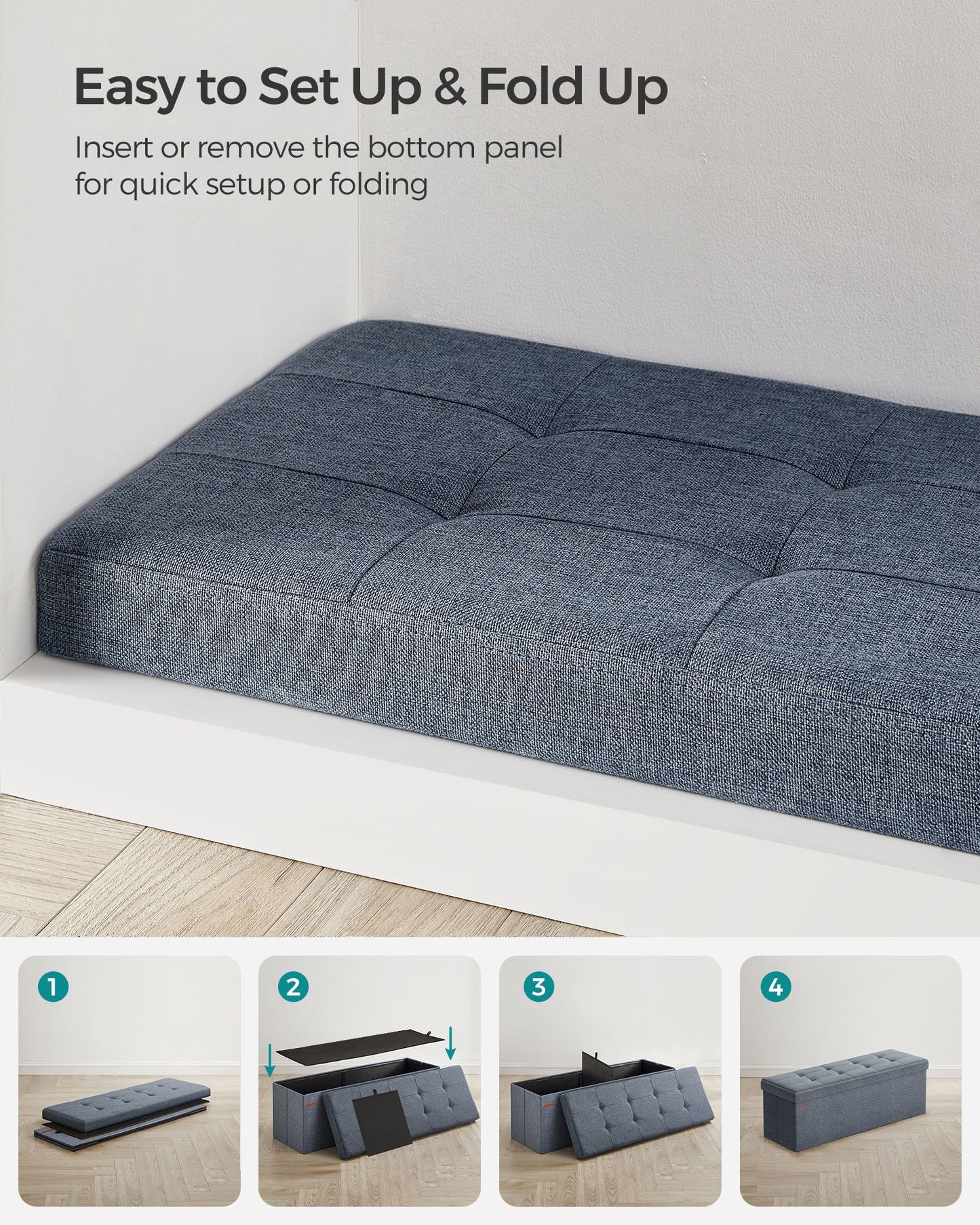 MAZIE Collection 43'' Folding Storage Ottoman Bench