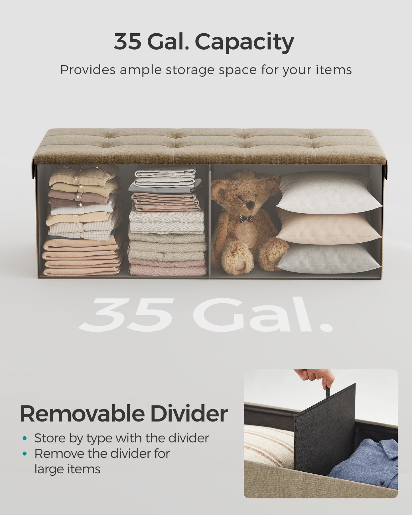 MAZIE Collection 43'' Folding Storage Ottoman Bench