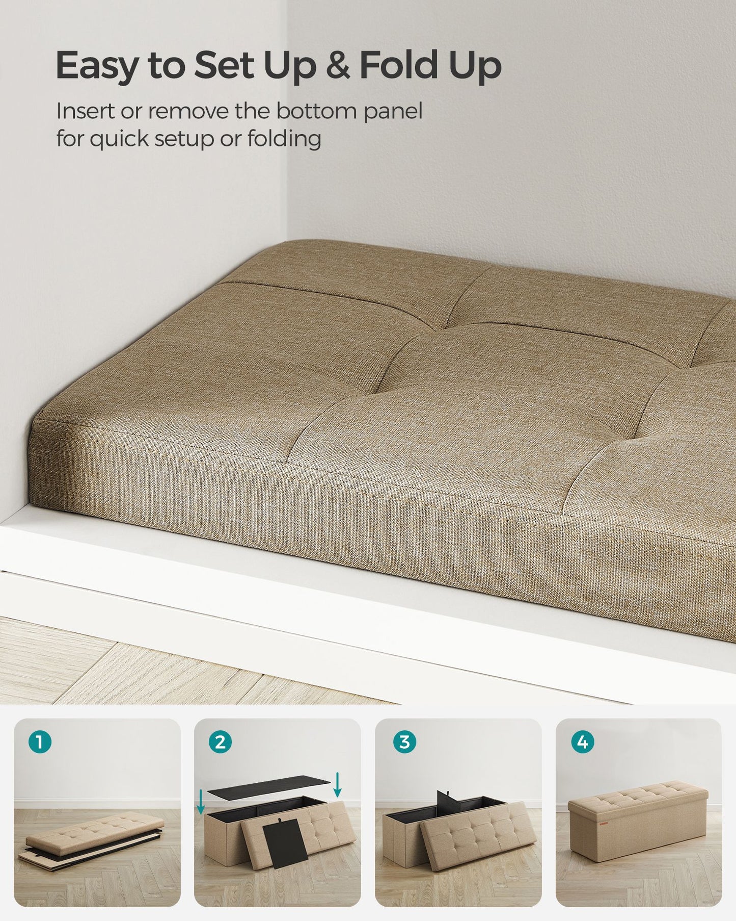MAZIE Collection 43'' Folding Storage Ottoman Bench