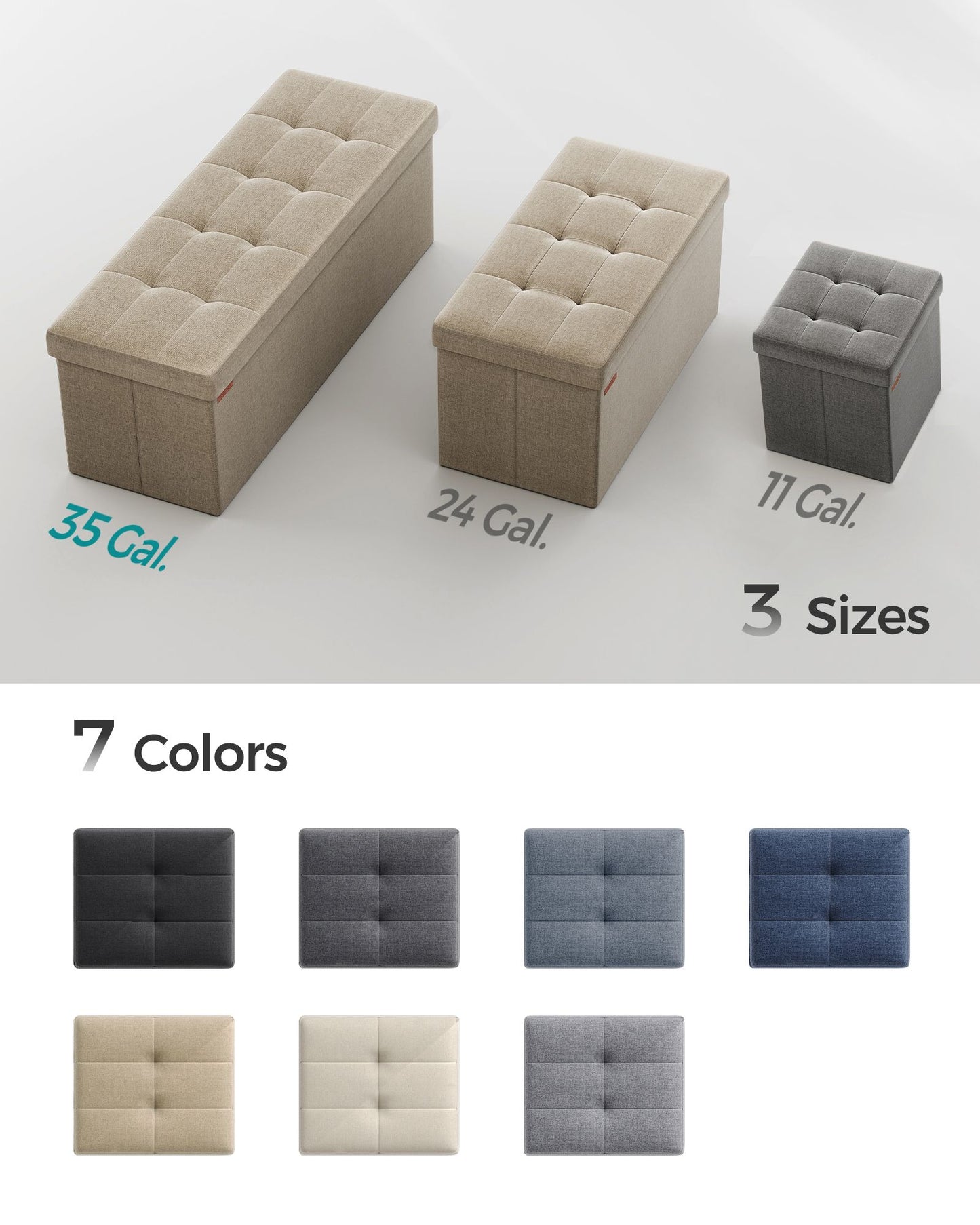 MAZIE Collection 43'' Folding Storage Ottoman Bench