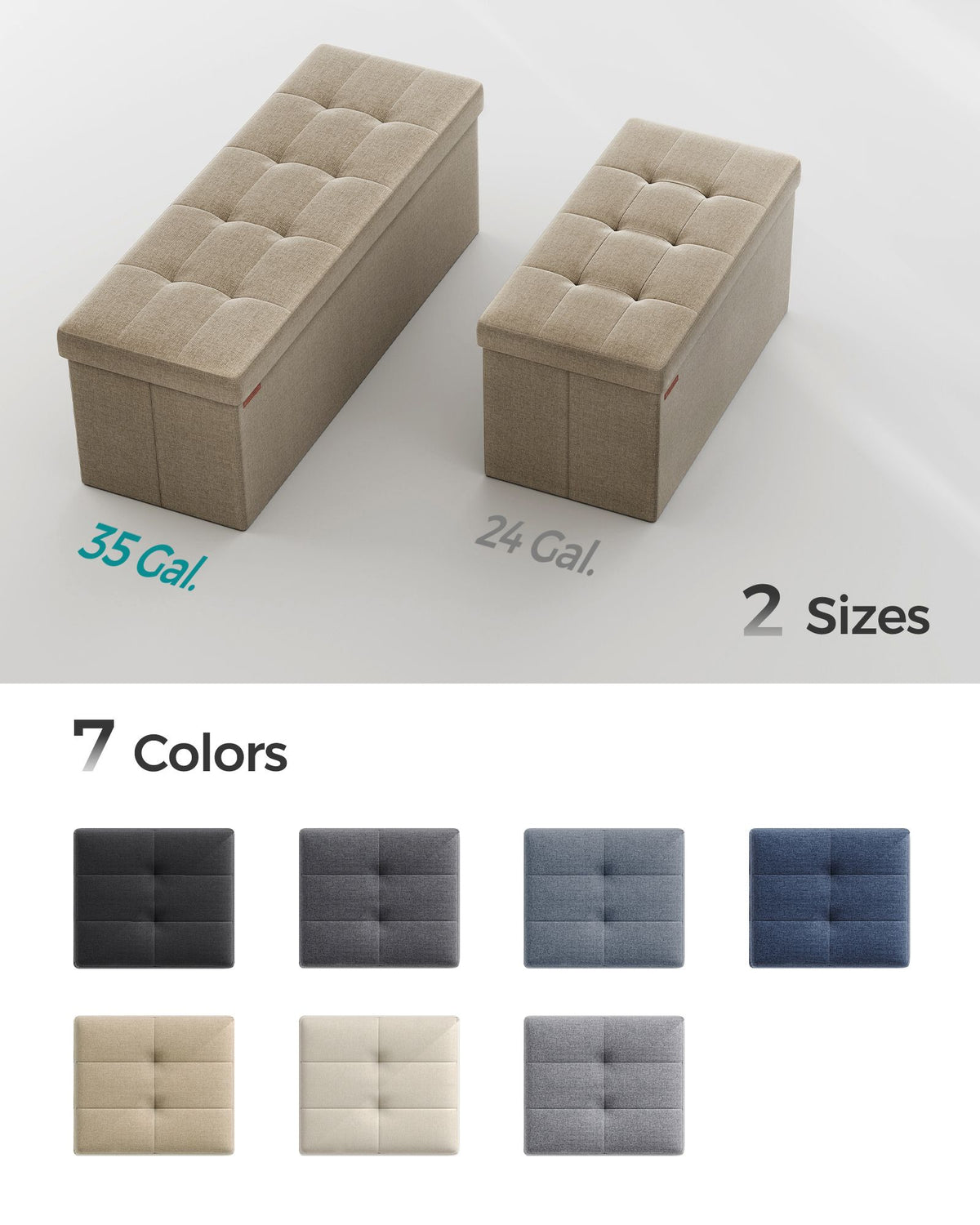 MAZIE Collection 43'' Folding Storage Ottoman Bench