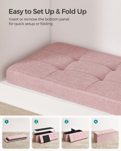 MAZIE Collection 43" Wide Folding Storage Ottoman Bench Jelly Pink