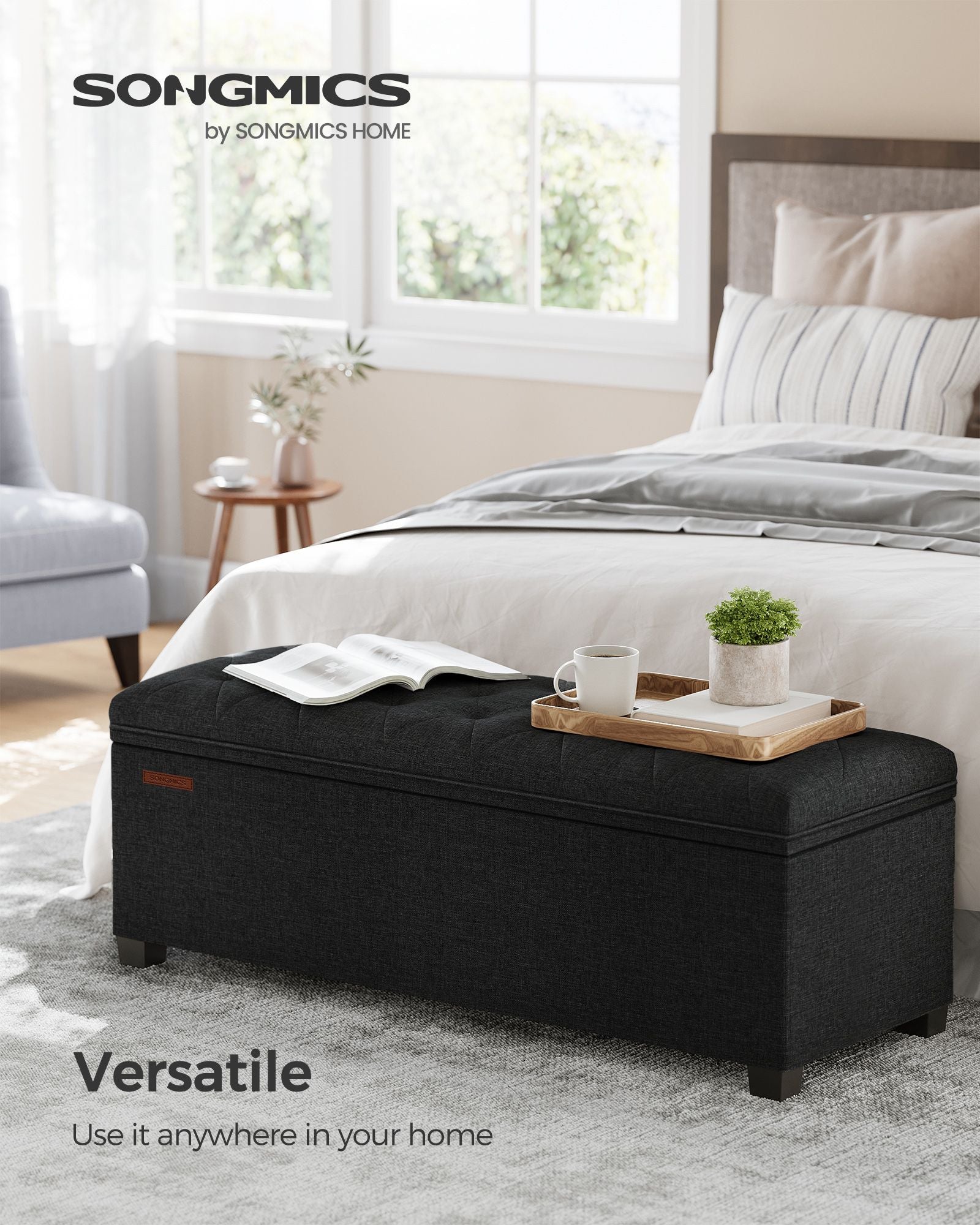Storage Ottoman Bench with Legs, Load up to 660 lb - HWLEXTRA 