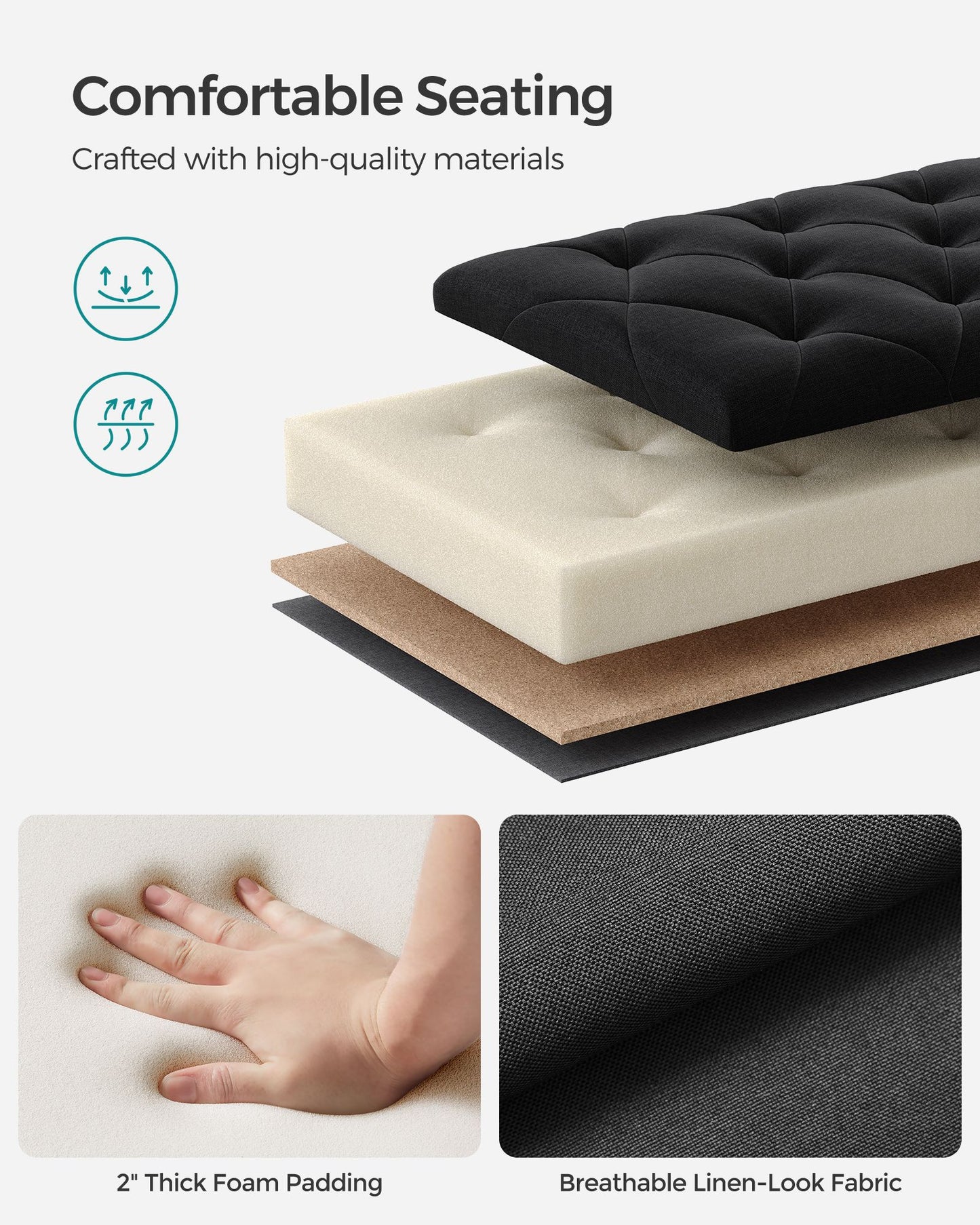 Storage Ottoman Bench with Legs, Load up to 660 lb - HWLEXTRA 