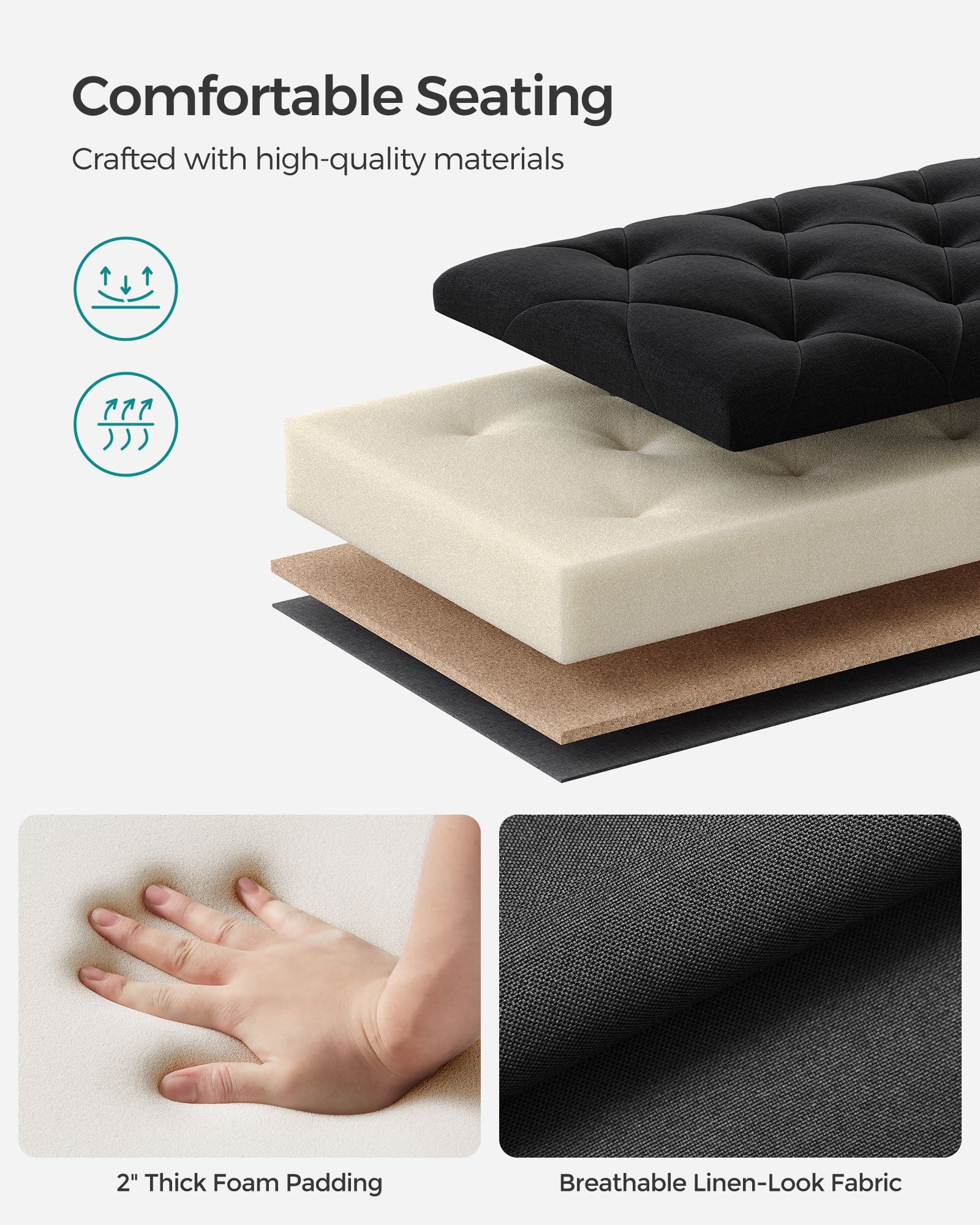 Storage Ottoman Bench with Legs, Load up to 660 lb - HWLEXTRA 