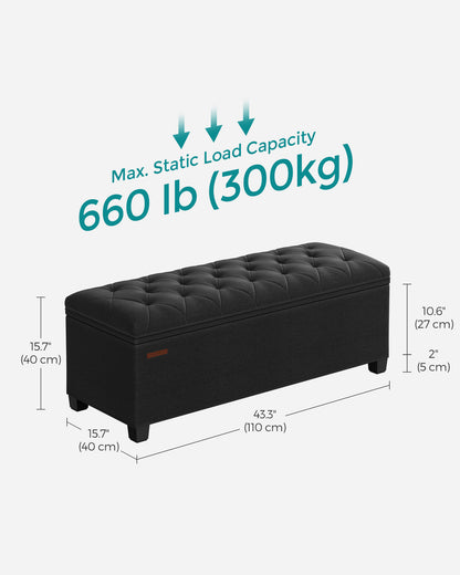 Storage Ottoman Bench with Legs, Load up to 660 lb - HWLEXTRA 