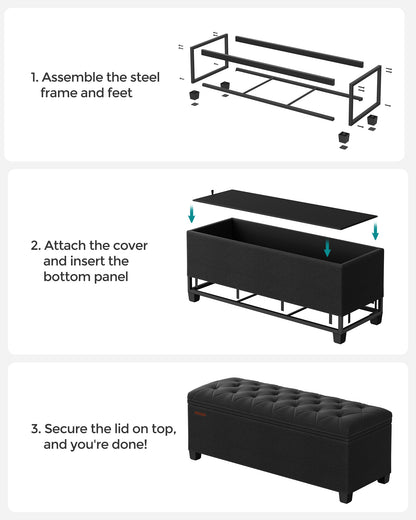 Storage Ottoman Bench with Legs, Load up to 660 lb - HWLEXTRA 