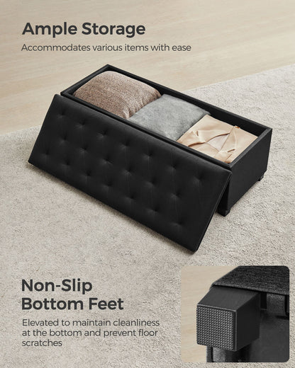 Storage Ottoman Bench with Legs, Load up to 660 lb - HWLEXTRA 