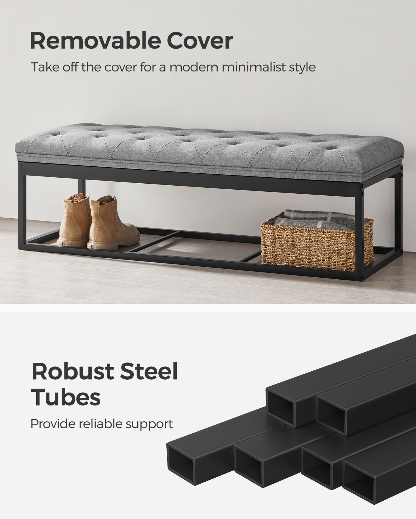 Storage Ottoman Bench with Legs, Load up to 660 lb - HWLEXTRA 