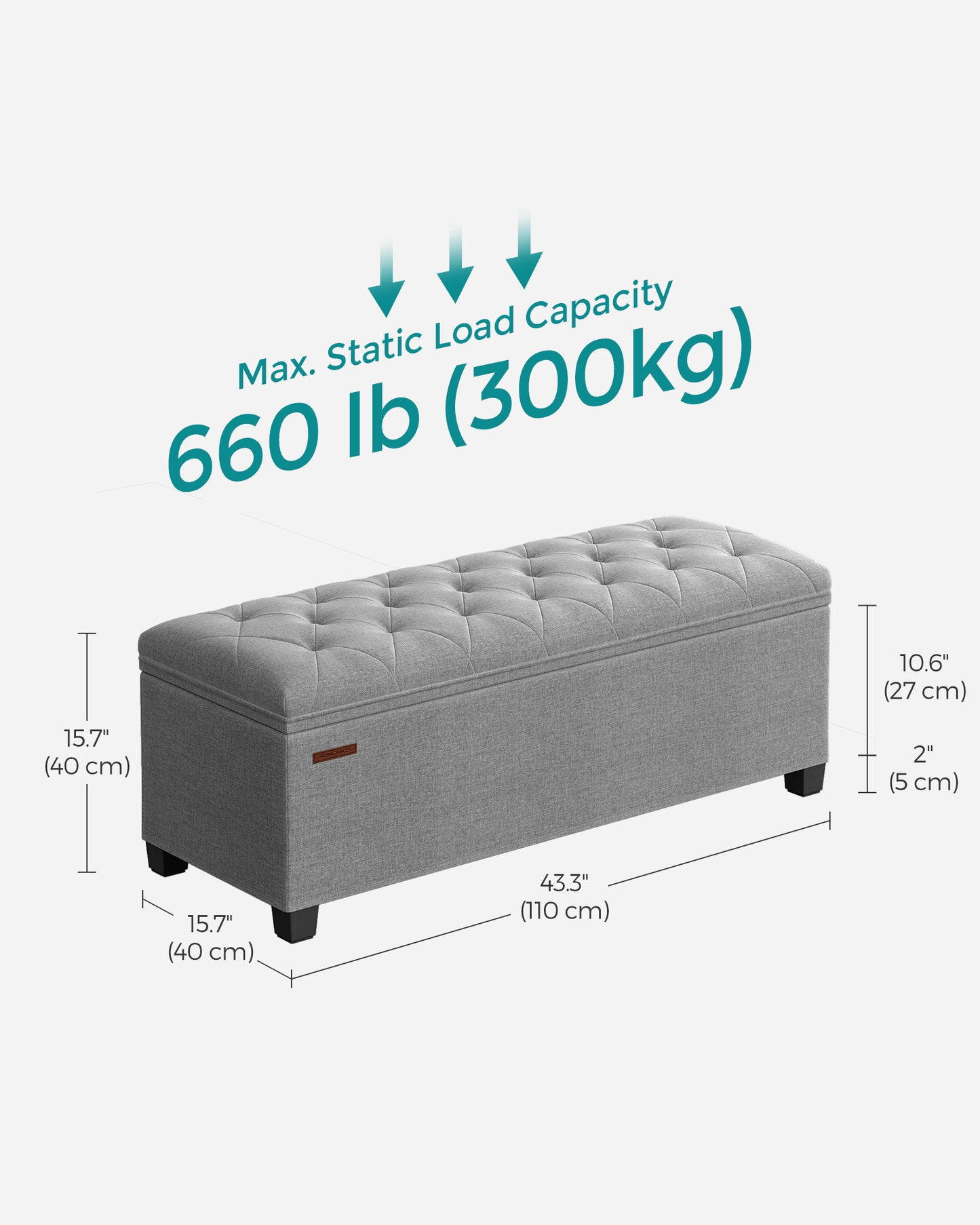Storage Ottoman Bench with Legs, Load up to 660 lb - HWLEXTRA 