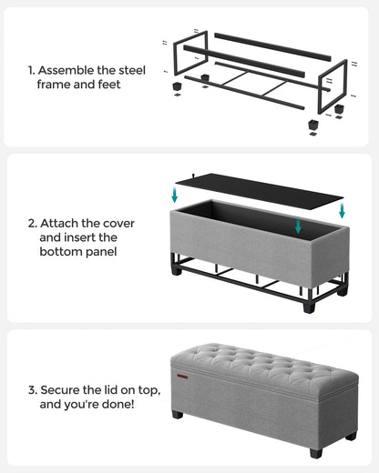 Storage Ottoman Bench with Legs, Load up to 660 lb - HWLEXTRA 