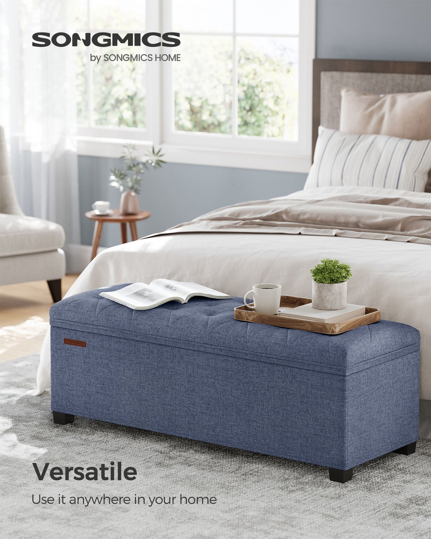 Storage Ottoman Bench with Legs, Load up to 660 lb - HWLEXTRA 