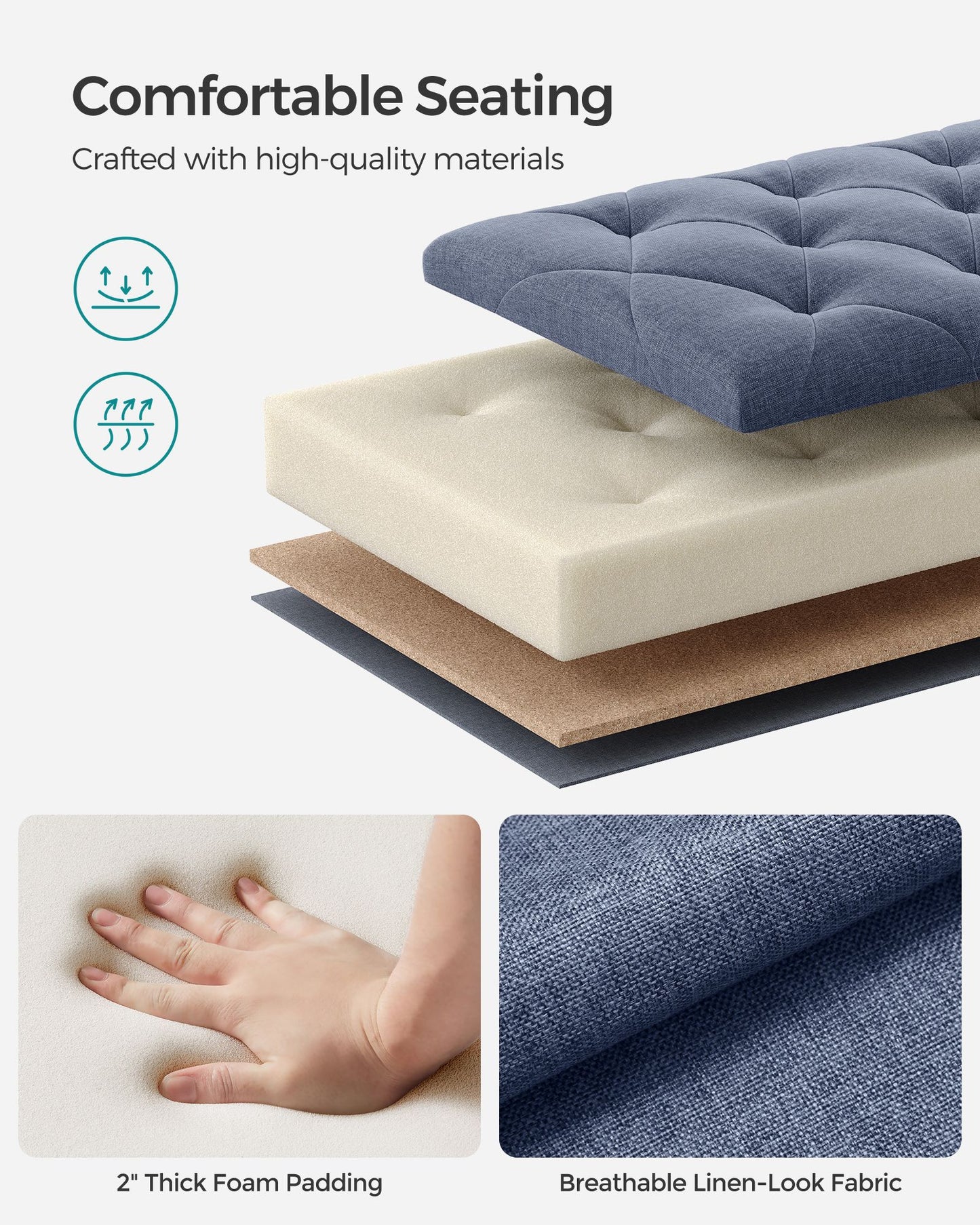 Storage Ottoman Bench with Legs, Load up to 660 lb - HWLEXTRA 