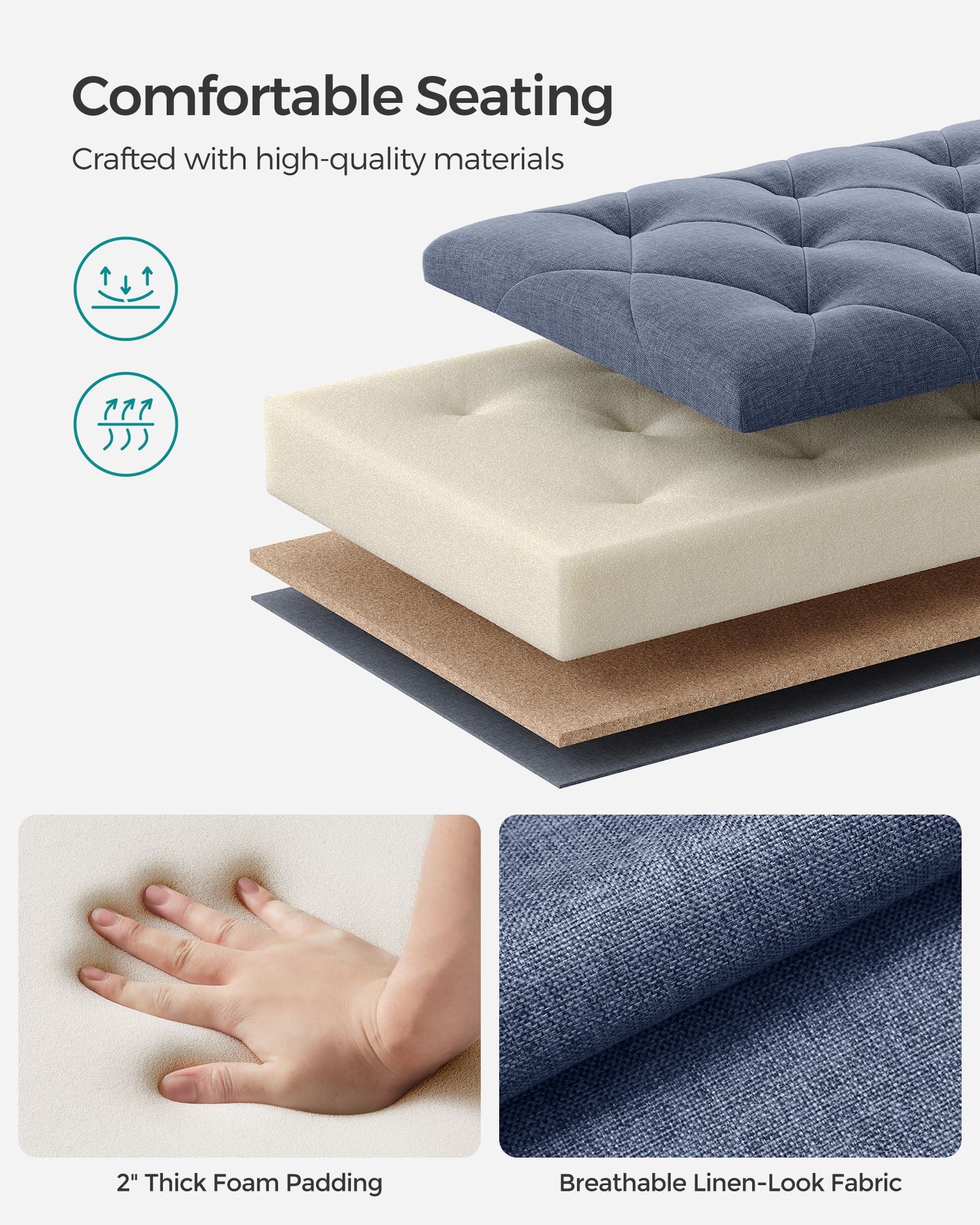 Storage Ottoman Bench with Legs, Load up to 660 lb - HWLEXTRA 