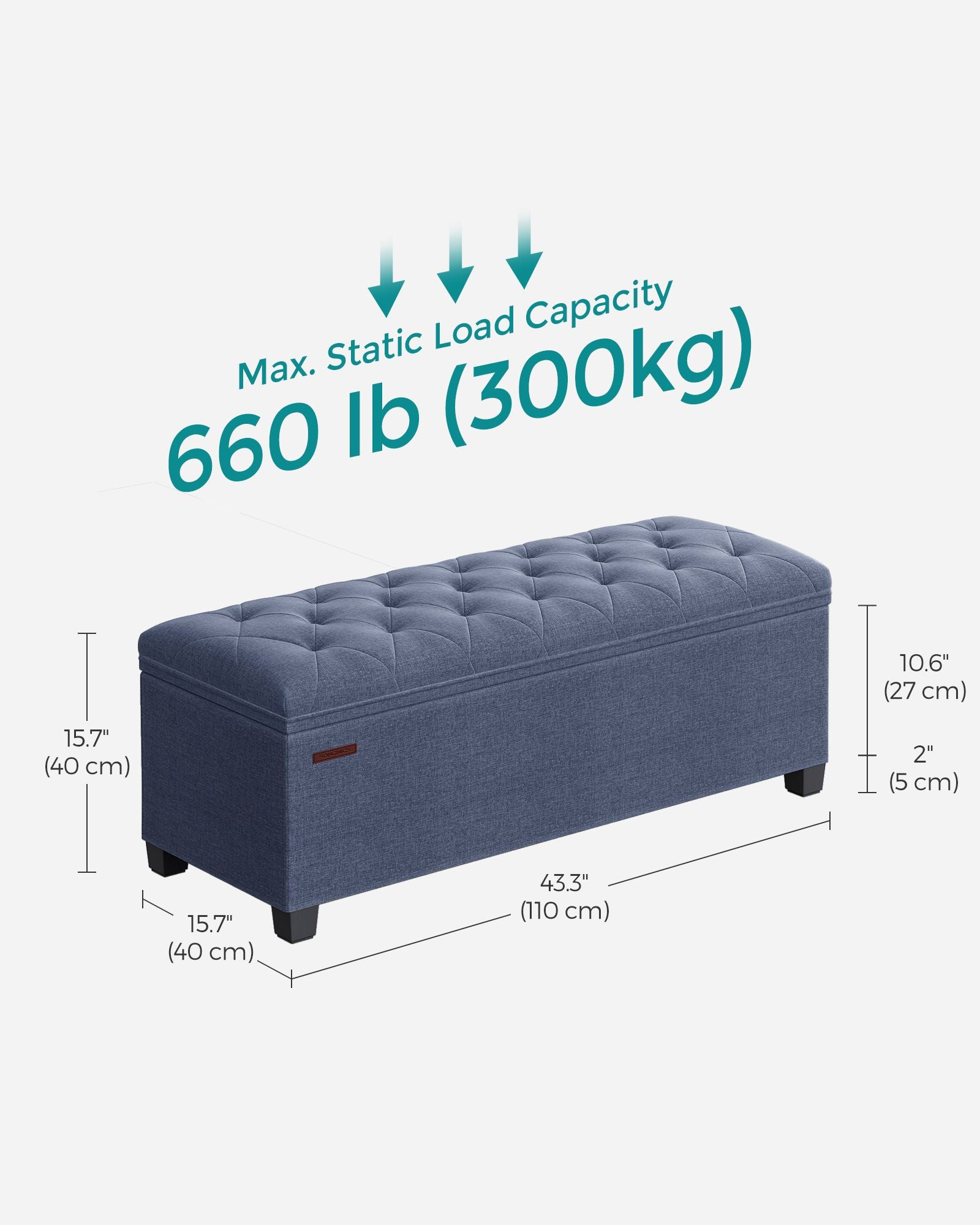 Storage Ottoman Bench with Legs, Load up to 660 lb - HWLEXTRA 