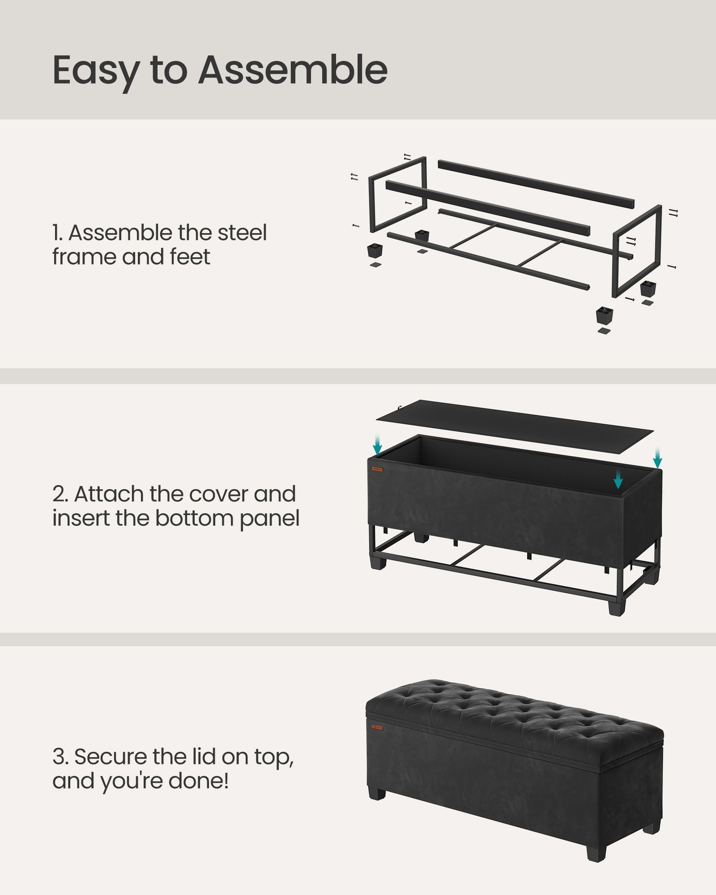 Storage Ottoman Bench, Foot Rest with Legs - HWLEXTRA 