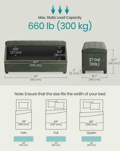 Storage Ottoman Bench, Foot Rest with Legs - HWLEXTRA 
