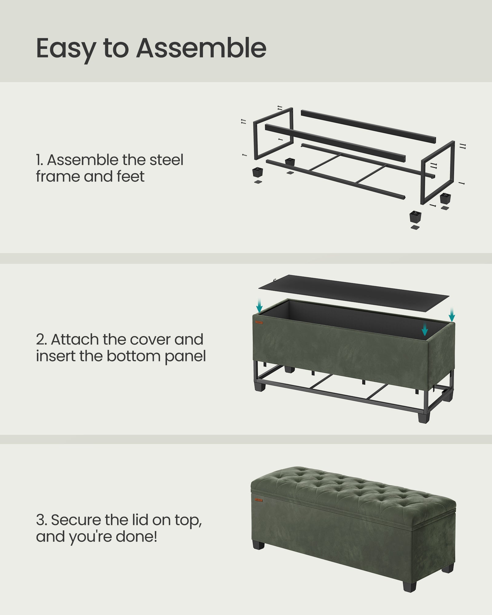Storage Ottoman Bench, Foot Rest with Legs - HWLEXTRA 