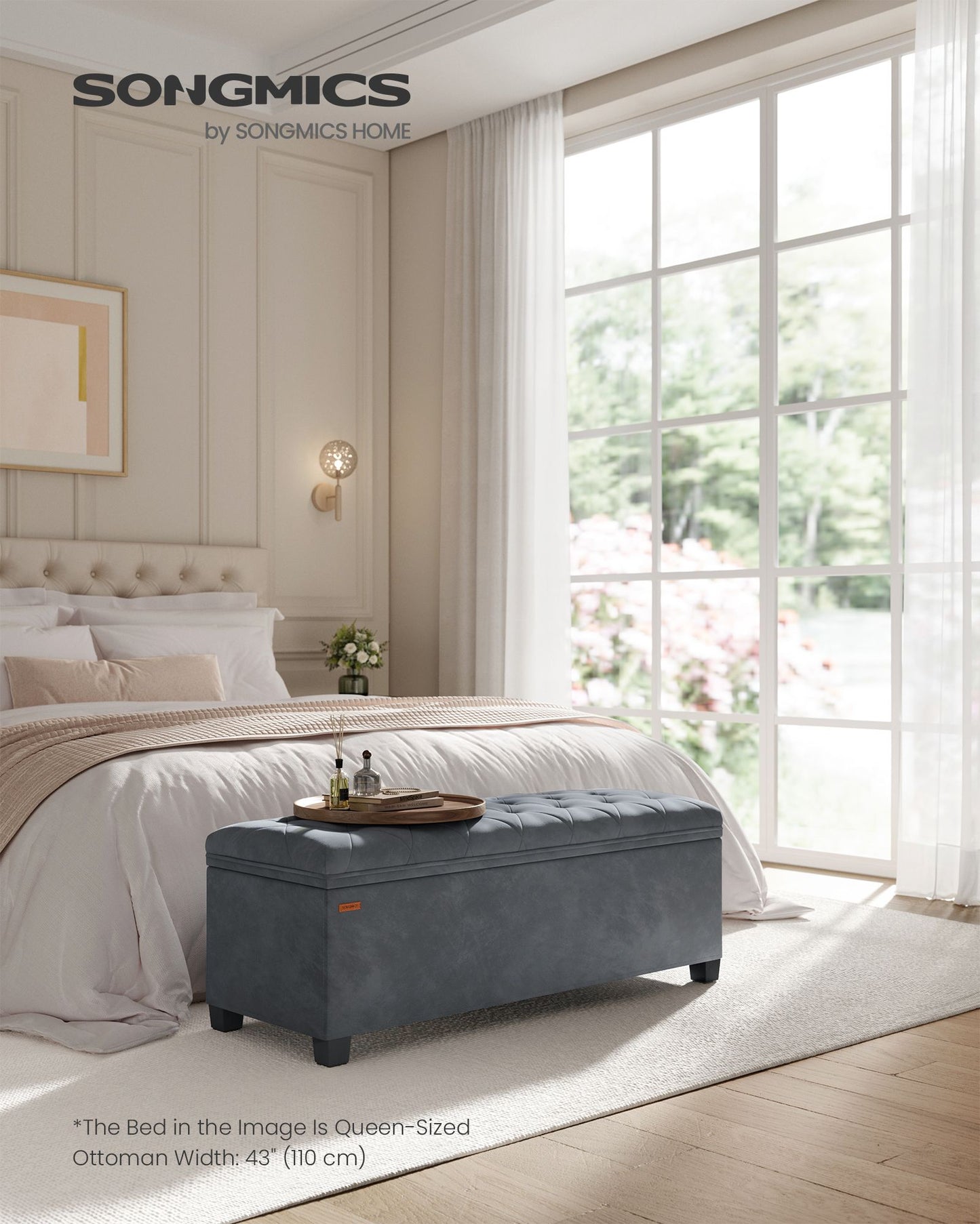 Storage Ottoman Bench, Foot Rest with Legs - HWLEXTRA 