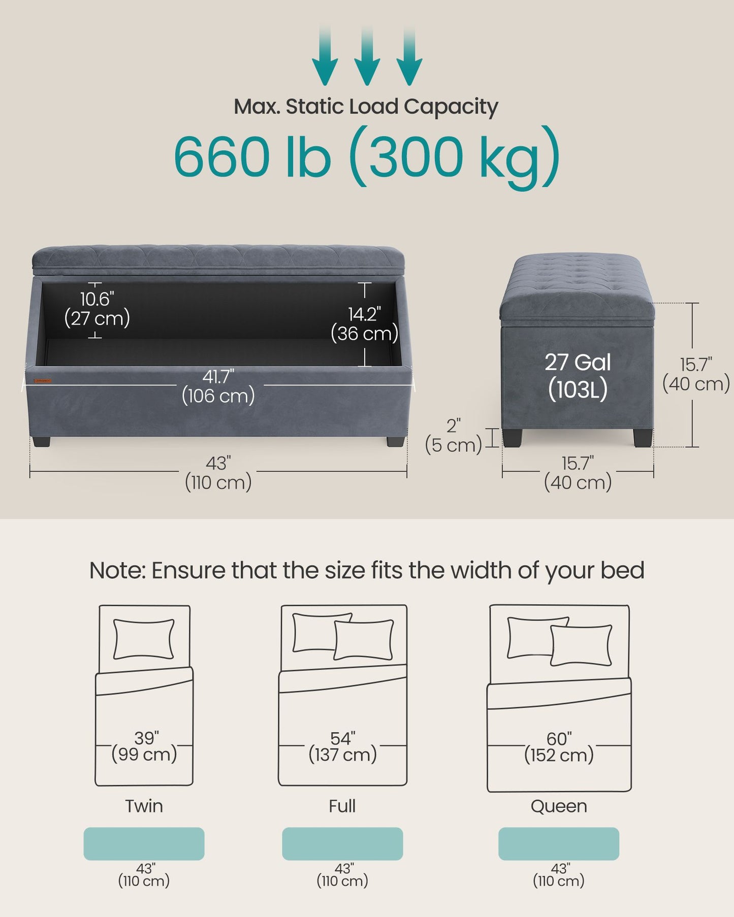 Storage Ottoman Bench, Foot Rest with Legs - HWLEXTRA 