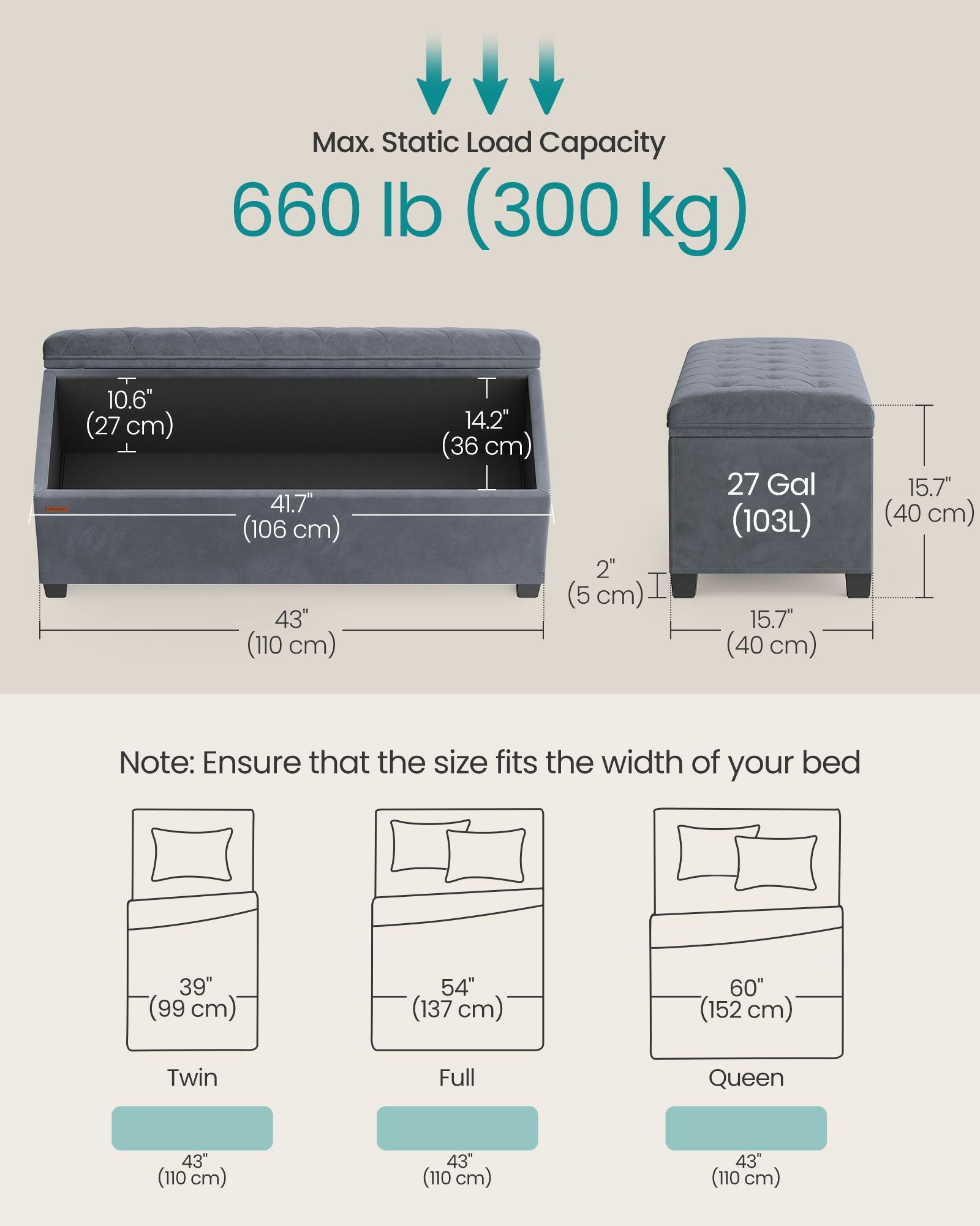 Storage Ottoman Bench, Foot Rest with Legs - HWLEXTRA 