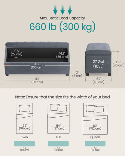 Storage Ottoman Bench, Foot Rest with Legs - HWLEXTRA 