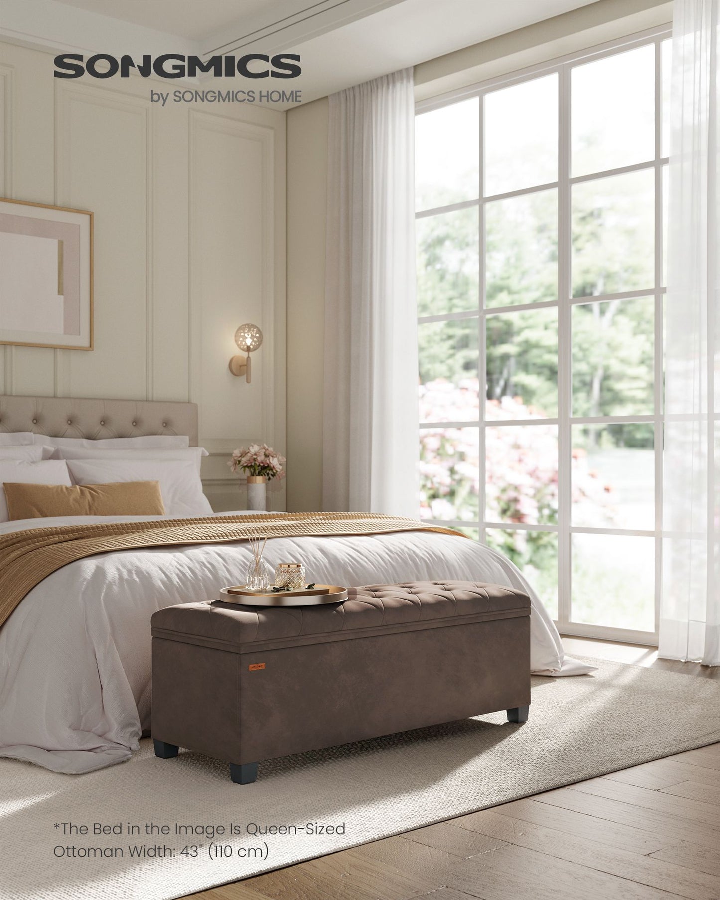 Storage Ottoman Bench, Foot Rest with Legs - HWLEXTRA 
