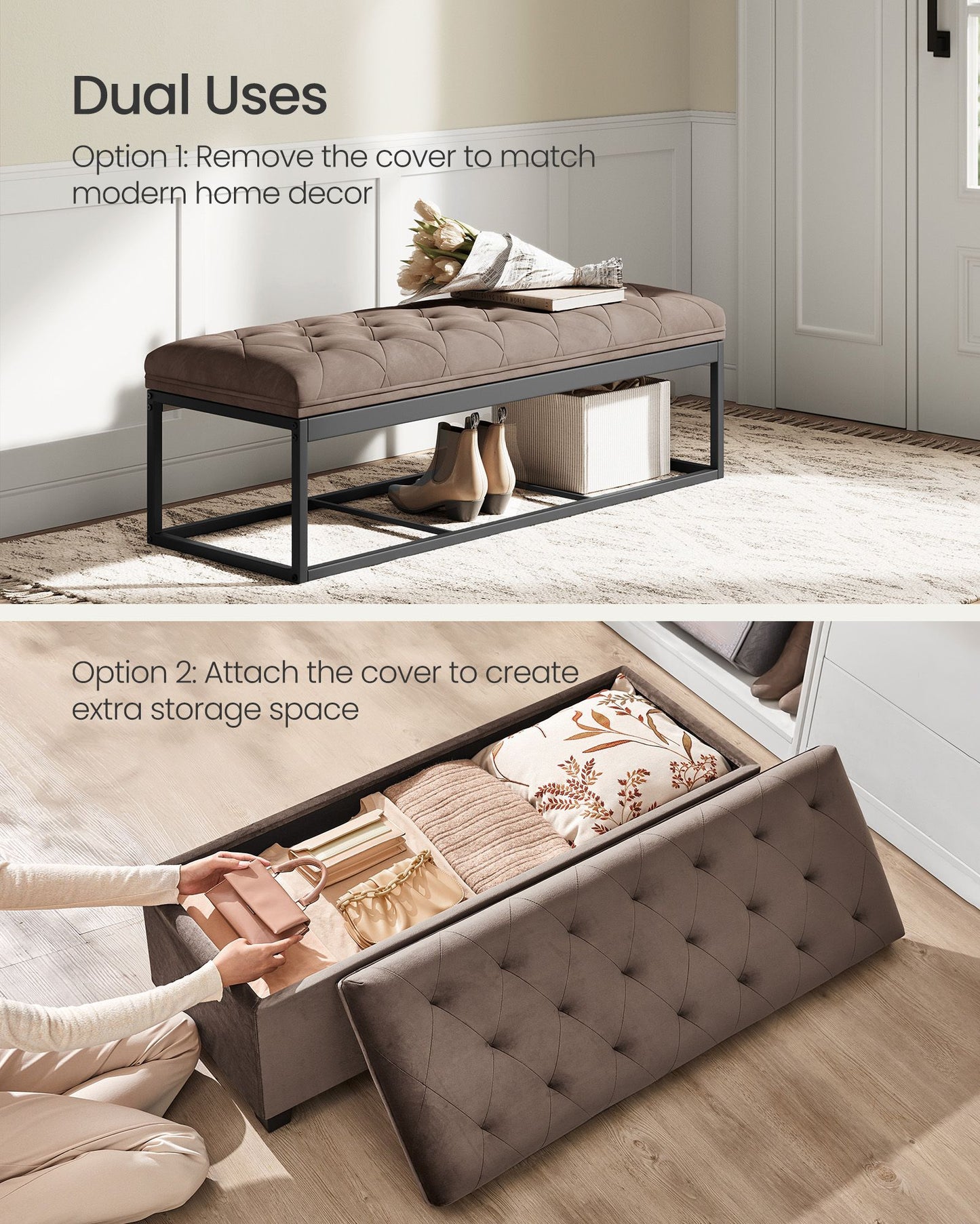 Storage Ottoman Bench, Foot Rest with Legs - HWLEXTRA 