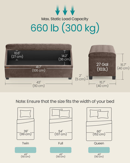 Storage Ottoman Bench, Foot Rest with Legs - HWLEXTRA 