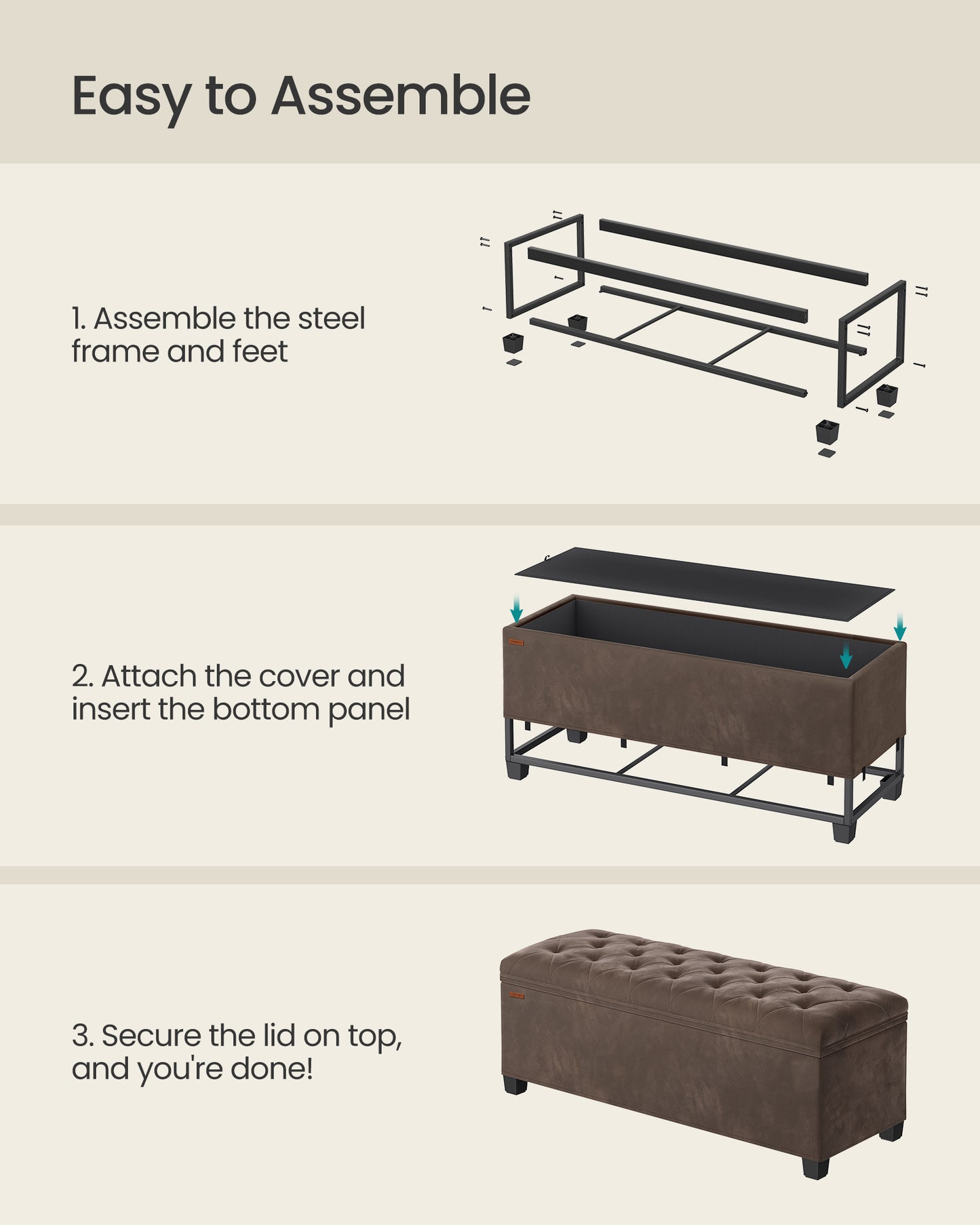 Storage Ottoman Bench, Foot Rest with Legs - HWLEXTRA 