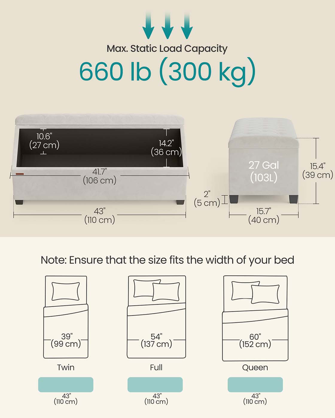 Storage Ottoman Bench, Foot Rest with Legs - HWLEXTRA 