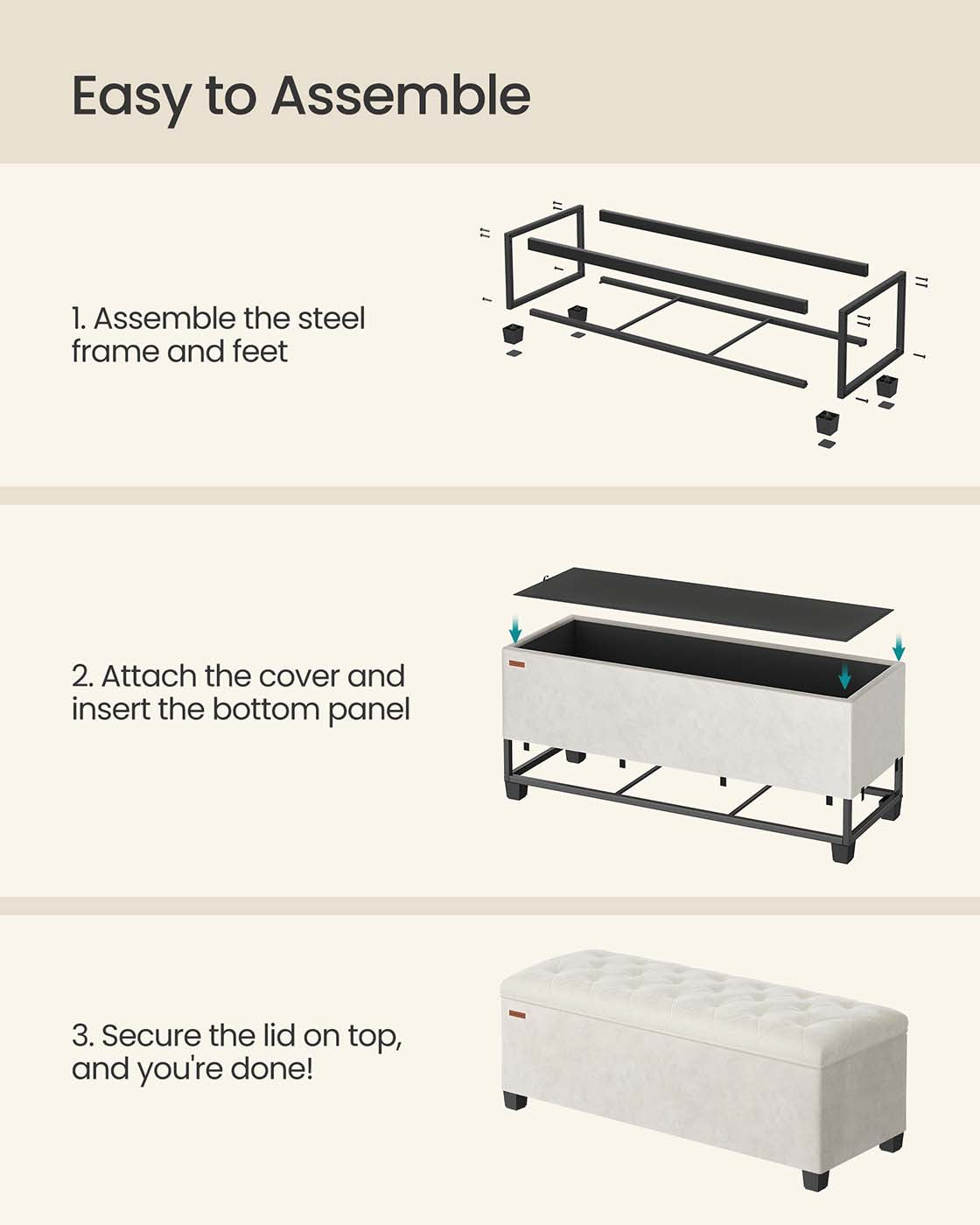 Storage Ottoman Bench, Foot Rest with Legs - HWLEXTRA 