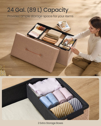 Storage Ottoman Bench, Storage Chest, 12.2 x 16.1 x 12.2 Inches, End of Bed Bench, Load up to 286 lb, for Living Room, Bedroom, Entryway