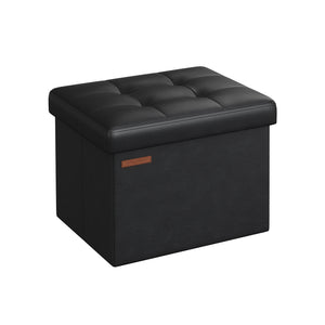 Small Folding Storage Ottoman with Synthetic Leather