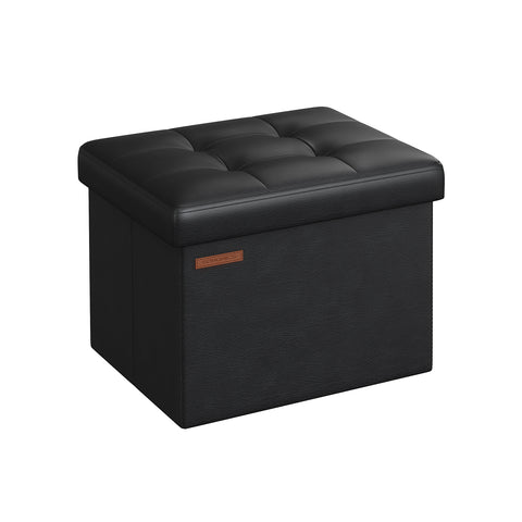 Small Folding Storage Ottoman with Synthetic Leather