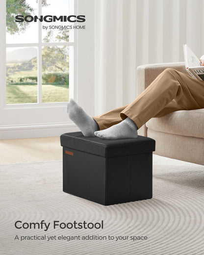 Small Folding Storage Ottoman with Synthetic Leather
