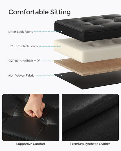 Small Folding Storage Ottoman with Synthetic Leather