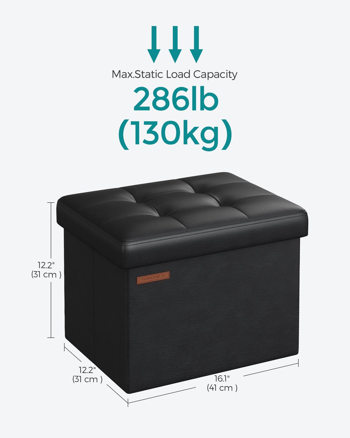 Small Folding Storage Ottoman with Synthetic Leather