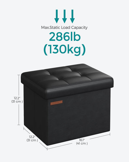 Small Folding Storage Ottoman with Synthetic Leather