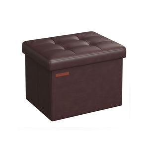 Small Folding Storage Ottoman with Synthetic Leather