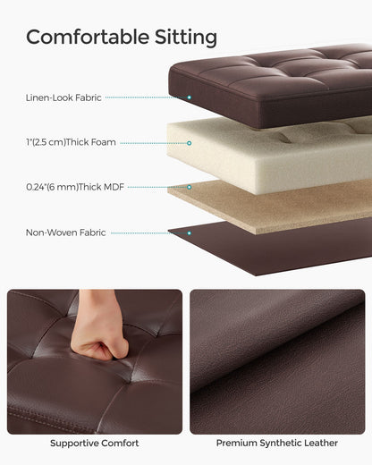 Small Folding Storage Ottoman with Synthetic Leather