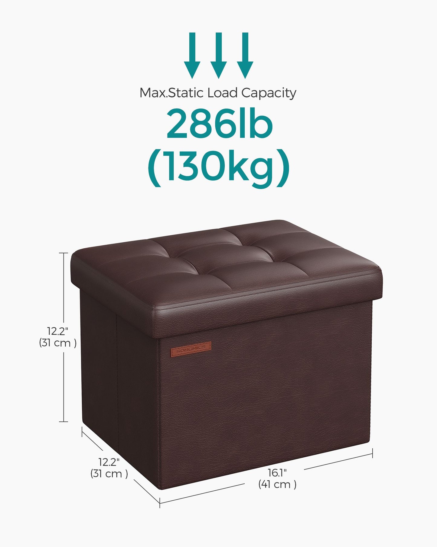 Small Folding Storage Ottoman with Synthetic Leather
