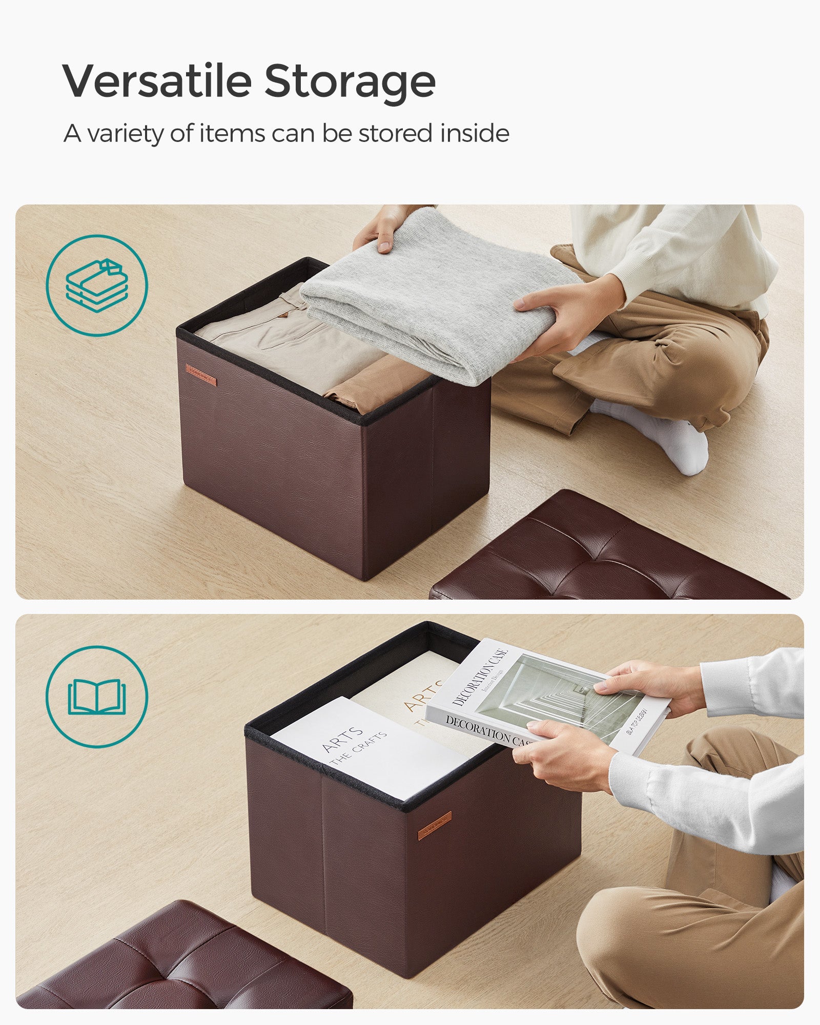 110 cm Ottoman Storage Box Dark Grey - image 36