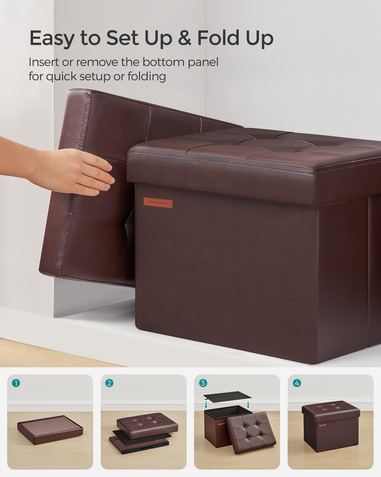 110 cm Ottoman Storage Box Dark Grey - image 38