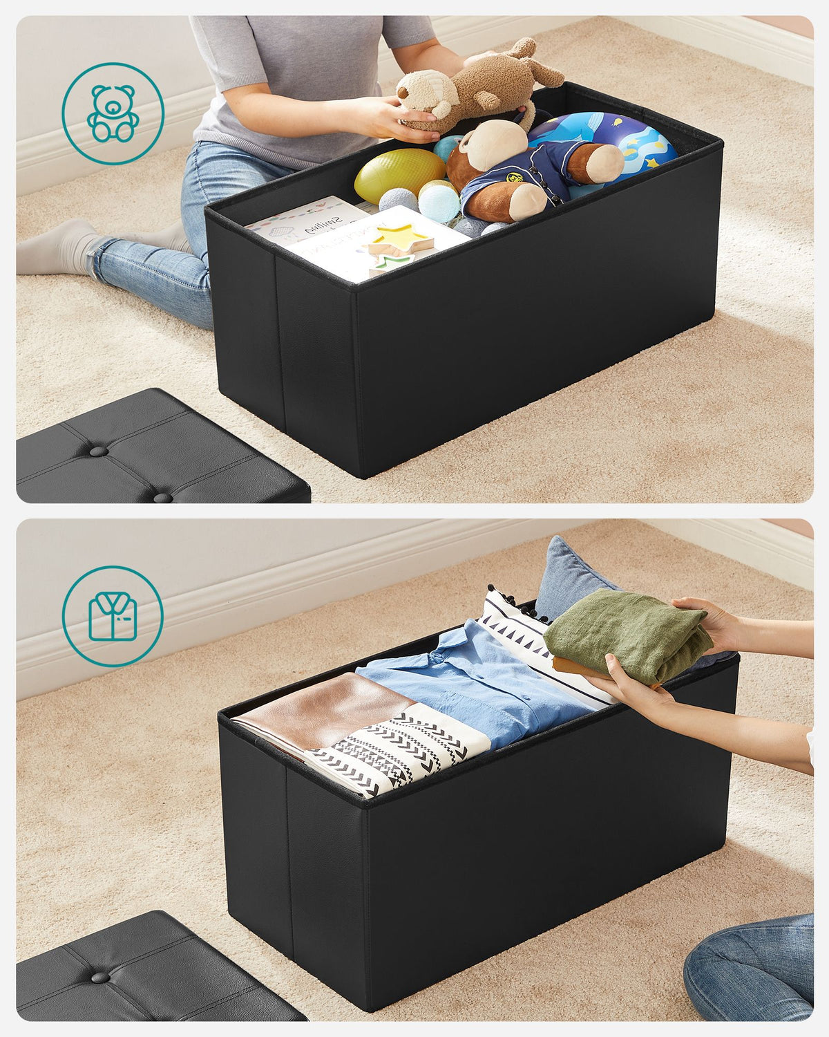 Folding Pouffe Ottoman