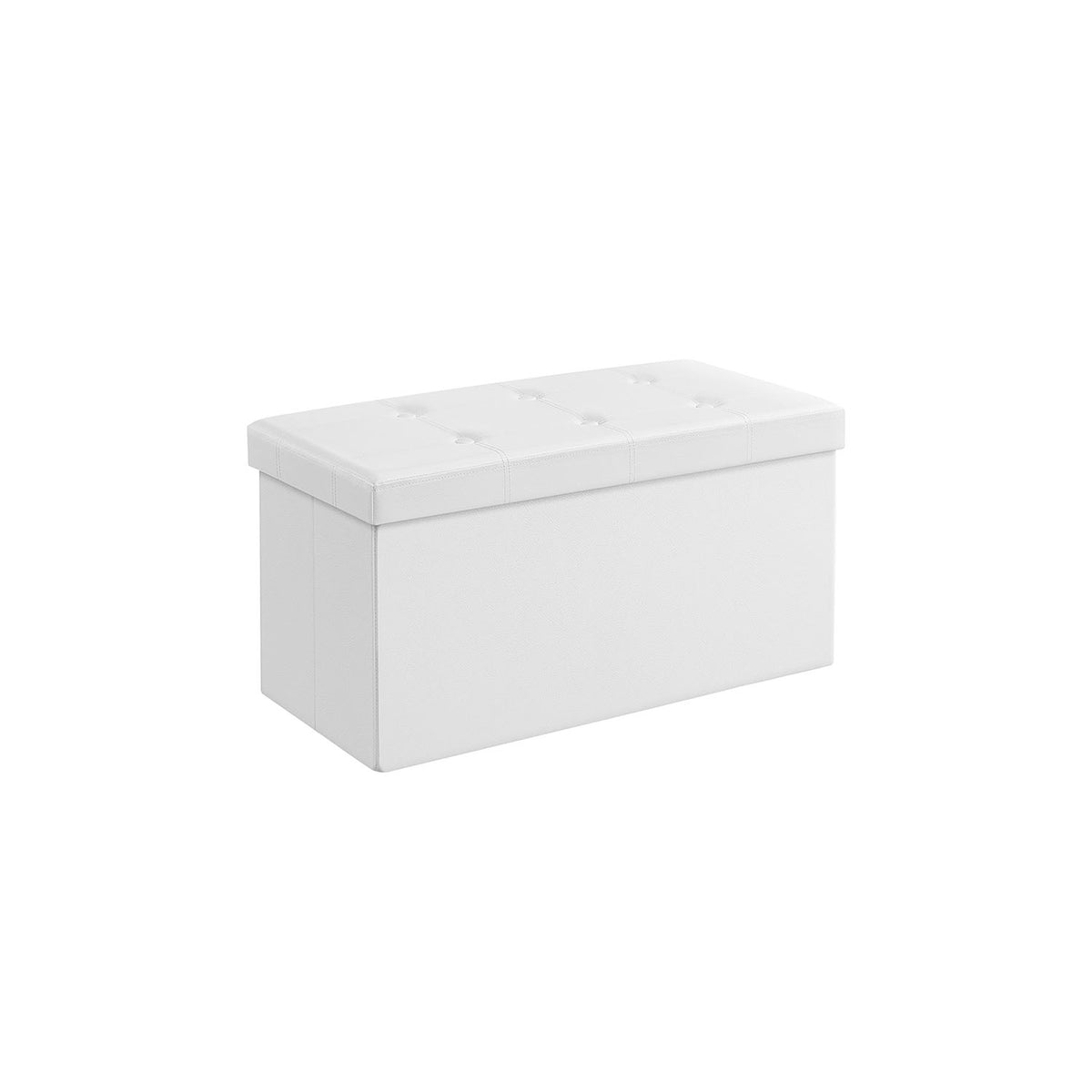 30 Inches Faux Leather Folding Storage Ottoman Bench, Storage Chest Footrest Coffee Table Padded Seat, White