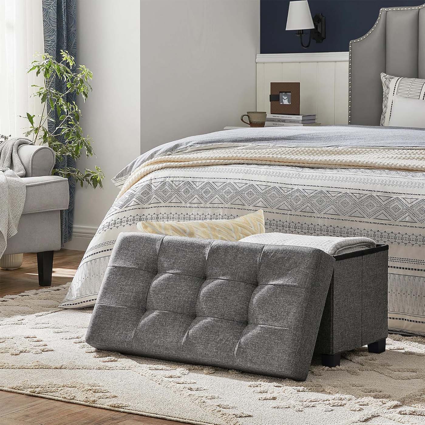 Storage Ottoman, Bedroom Bench with Storage, Foot Stool, 15 x 30 x 15.7 Inches
