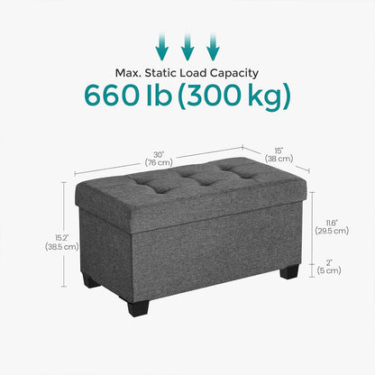 Storage Ottoman, Bedroom Bench with Storage, Foot Stool, 15 x 30 x 15.7 Inches
