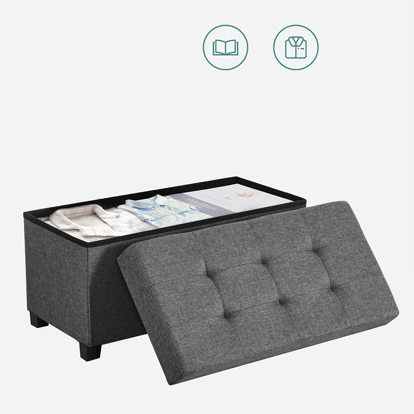 Storage Ottoman, Bedroom Bench with Storage, Foot Stool, 15 x 30 x 15.7 Inches